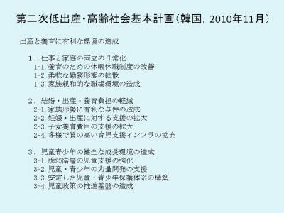 第二次低出産・高齢社会基本計画（韓国，2010年11月）